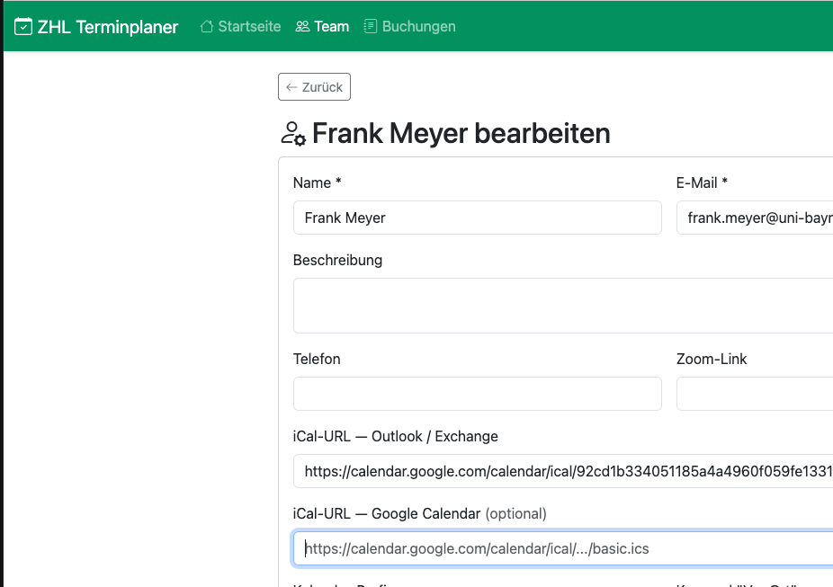 meet.zhl-ubt.de: Terminplaner bedienen — myUBT-Kalender anbinden