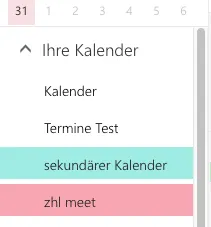 Der Kalender „zhl meet" ist angelegt